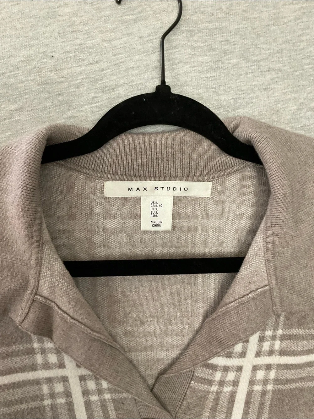 Max Studio Plaid Collared Sweater - Picture 4 of 5